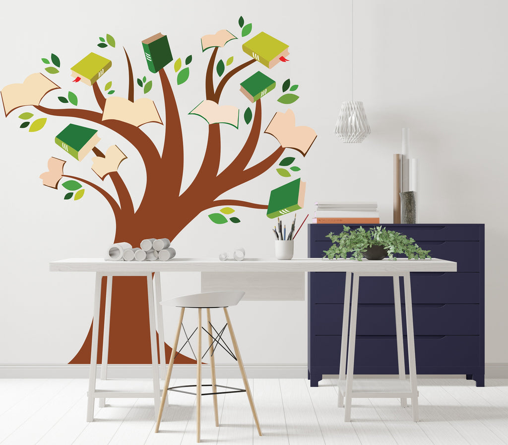 Library Tree Wall Art Decals, Library Wall Decal, Education Decals, Kids Room, Reading room, Nurseries, School, Kids Gifts, Dorm Room 106LU