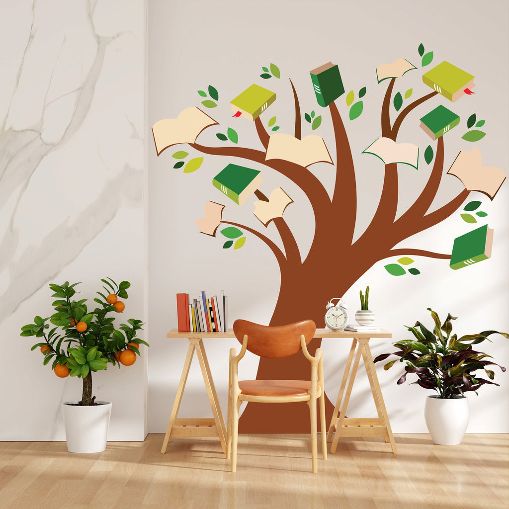 Library Tree Wall Art Decals, Library Wall Decal, Education Decals, Kids Room, Reading room, Nurseries, School, Kids Gifts, Dorm Room 106LU