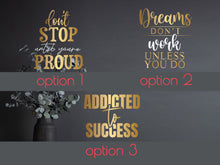 Load image into Gallery viewer, Motivational quote, affirmation decor, gift for boss, christmas gift, gold decor, women owned business, office decor, confidence, mirror