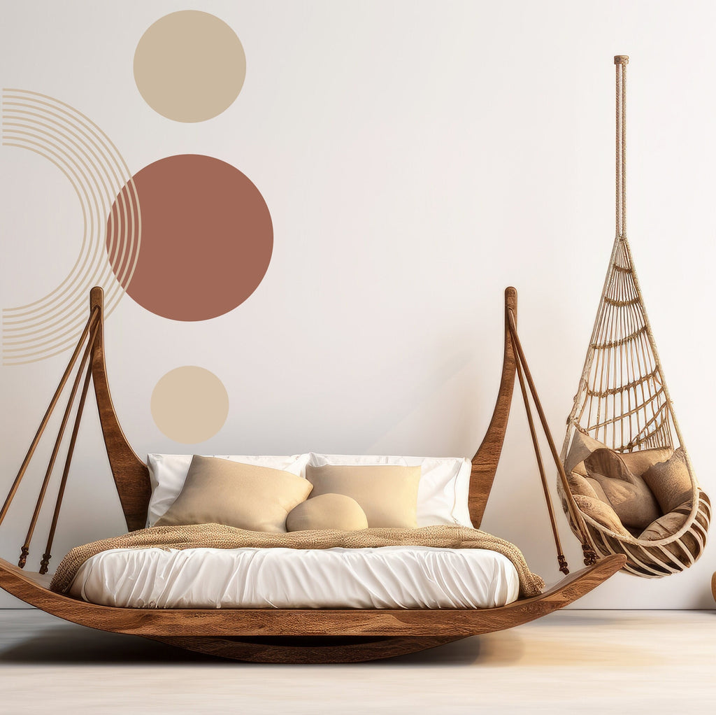 Mid Century Modern Wall Art Contemporary Boho Wall Decal, Hedboard Wall Decal, Circle Wall Decal, Arch Wall Decal Sticker Abstract Art 131LU