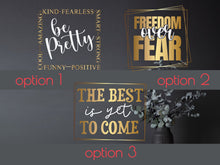 Load image into Gallery viewer, Affirmation quote, motivational quote, gift for boss, christmas gift, gold decor, women owned business, office decor, confidence, mirror
