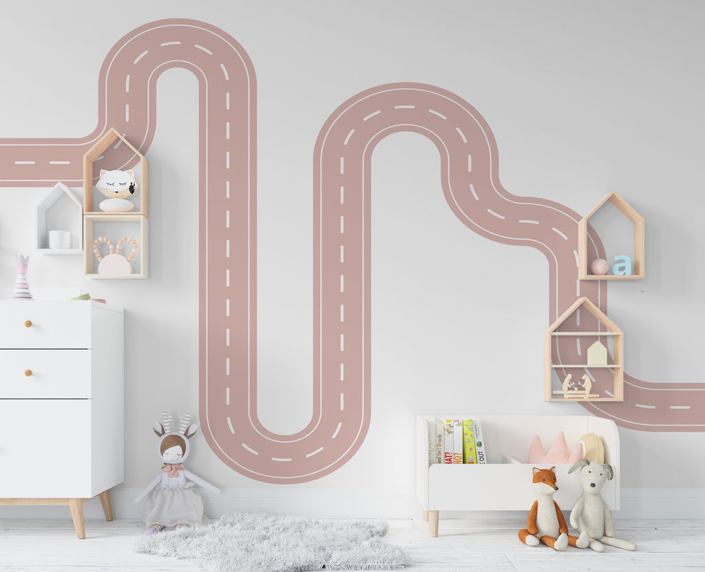 Road wind Wall Decal Highway Vinyl Sticker Track Route Wall Decor Kids Playroom Boys Room Wall Art Automotive Bedroom Mural Sticker 133LU