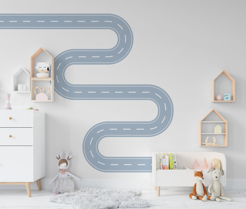 Road wind Wall Decal Highway Vinyl Sticker Track Route Wall Decor Kids Playroom Boys Room Wall Art Automotive Bedroom Mural Sticker 134LU