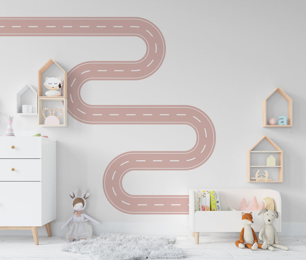 Road wind Wall Decal Highway Vinyl Sticker Track Route Wall Decor Kids Playroom Boys Room Wall Art Automotive Bedroom Mural Sticker 134LU