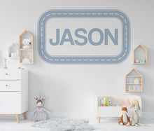 Load image into Gallery viewer, Road Custom Name Wall Decal Highway Vinyl Sticker Track Route Wall Decor Kids Playroom Boys Room Wall Art Automotive Bedroom Mural 135LU