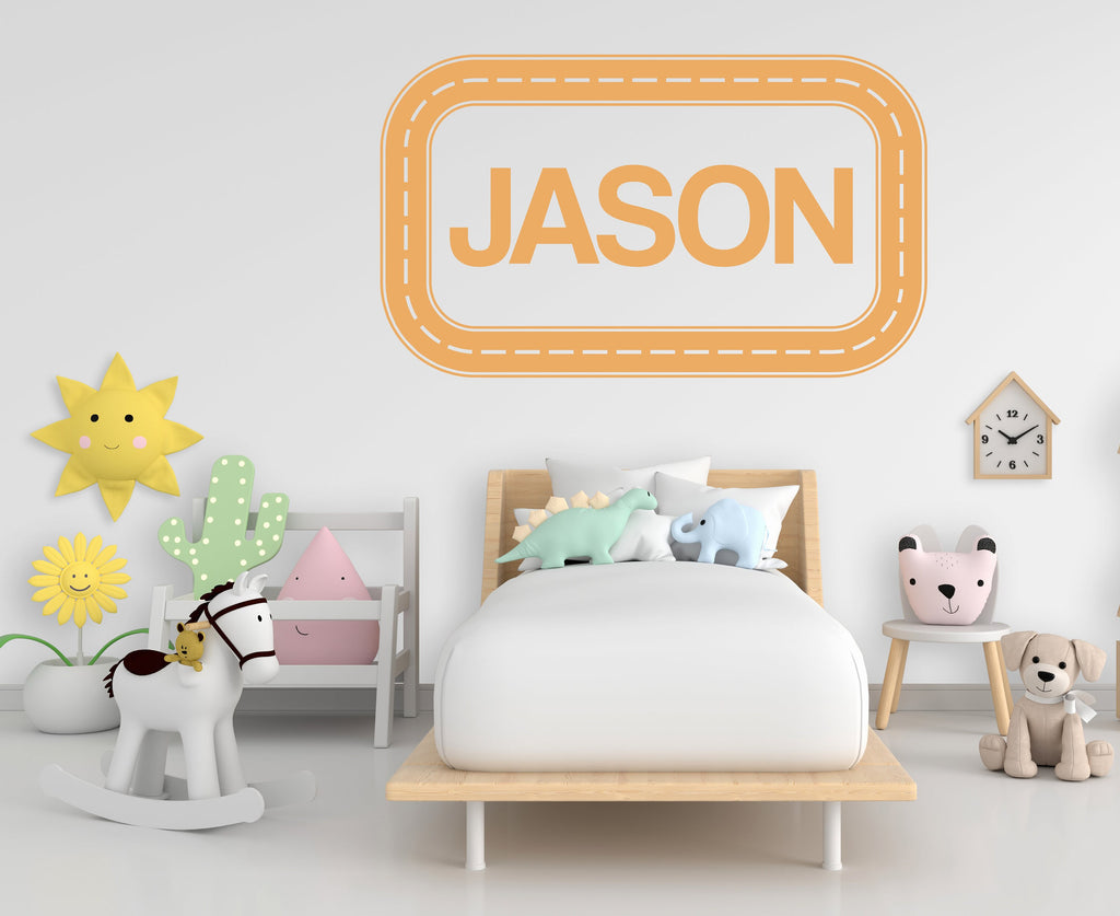 Road Custom Name Wall Decal Highway Vinyl Sticker Track Route Wall Decor Kids Playroom Boys Room Wall Art Automotive Bedroom Mural 135LU