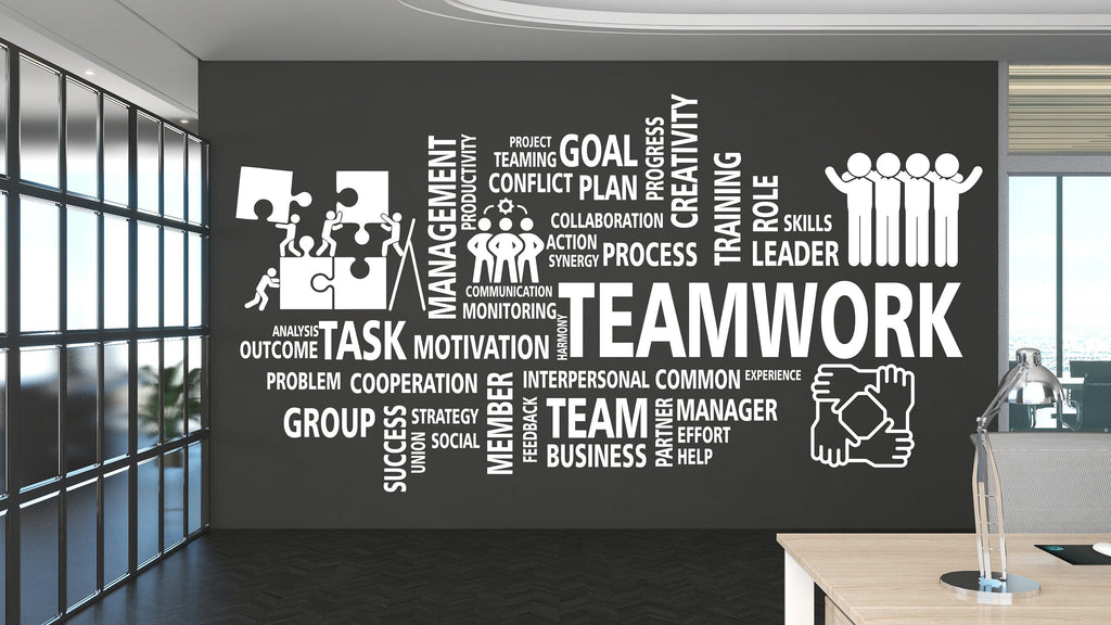 Teamwork Office Wall Decal, Office Wall Decor Idea Business Worker Inspire Office Decoration Motivation Stickers Gift 079RS