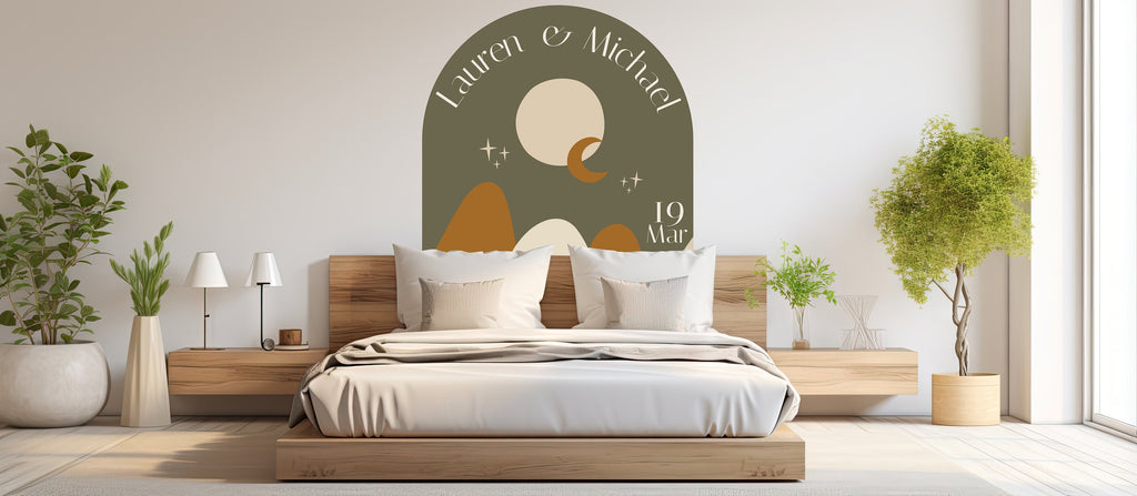 Boho Wall Decal, Couple Wedding Gift Wall Decal, Bed Arch Sticker, Hedboard Wall Decal, Arch Wall Decal Sticker, Super King Bed Arch 143LU