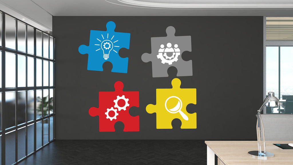 Puzzle Core Value Wall Decal, Business Office Wall Decal, Marketing Office Wall Decor, Office Decals, Office Wall Art, Office Art 053RS