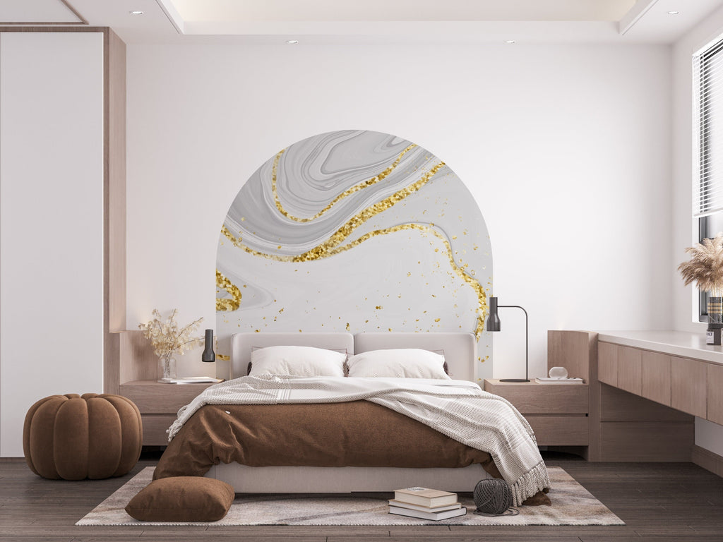 Boho Wall Decal, Bed Arch Sticker, Hedboard Wall Decal, Arch Wall Decal, Marble Wall Decal Sticker, Wall Decal, Super King Bed Arch 082RS
