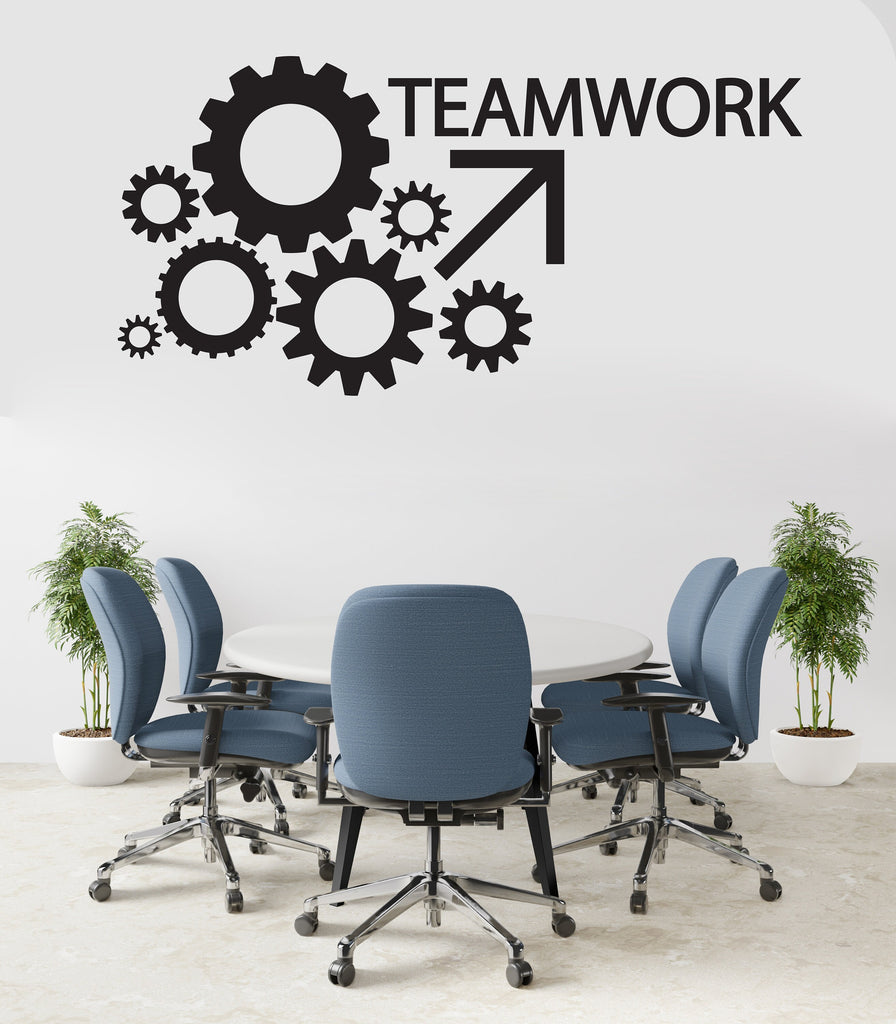 Teamwork Wall Decor Office Wall Decal Gear Idea Teamwork Business Inspire Office Decoration Motivation Stickers Mural Unique Gift 147LU