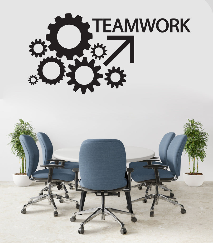 Teamwork Wall Decor Office Wall Decal Gear Idea Teamwork Business Inspire Office Decoration Motivation Stickers Mural Unique Gift 147LU