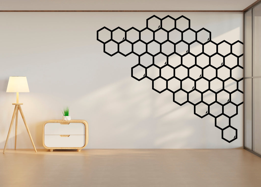 Honeycomb Wall Decals, Hexagon Decals, Geometric Wall Art, Wall Decor, Honeycomb, Modern Wall Art, Gift for Home, Living room decor 152LU