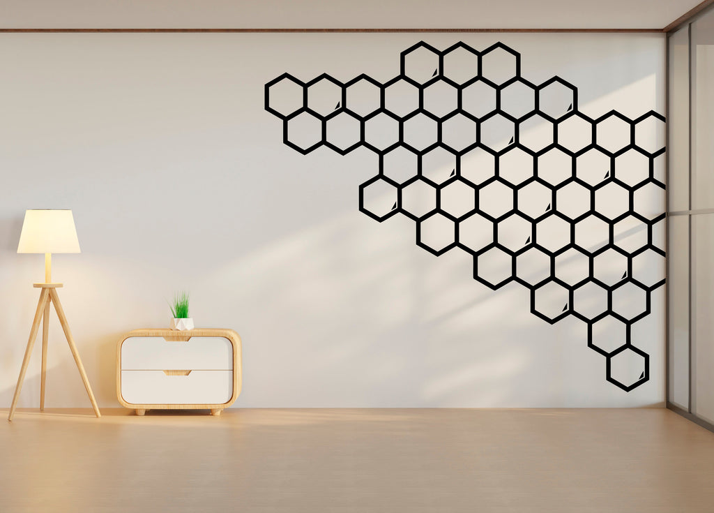 Honeycomb Wall Decals, Hexagon Decals, Geometric Wall Art, Wall Decor, Honeycomb, Modern Wall Art, Gift for Home, Living room decor 152LU