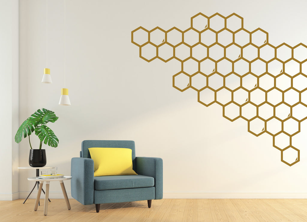 Honeycomb Wall Decals, Hexagon Decals, Geometric Wall Art, Wall Decor, Honeycomb, Modern Wall Art, Gift for Home, Living room decor 152LU