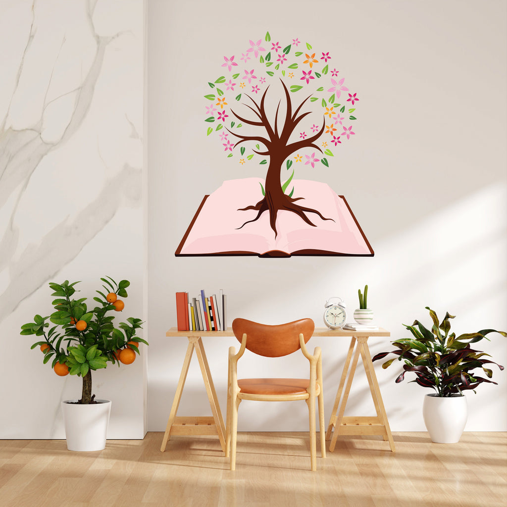 Library vinyl wall art decals, Book Tree wall decor, library wall decal, education decals, reading room, nurseries, school, kids gifts 121LU