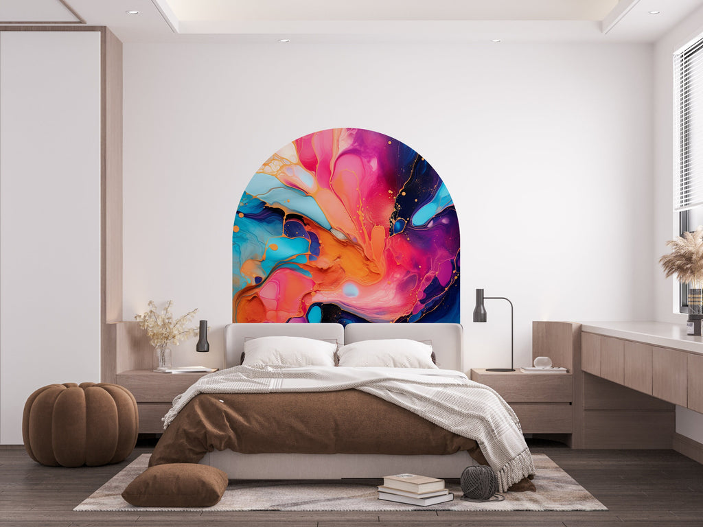 Colorful Wall Decal, Bed Arch Sticker, Hedboard Wall Decal, Arch Wall Decal, Arch Wall Decal Sticker, Wall Decal, Super King Bed Arch 093RS