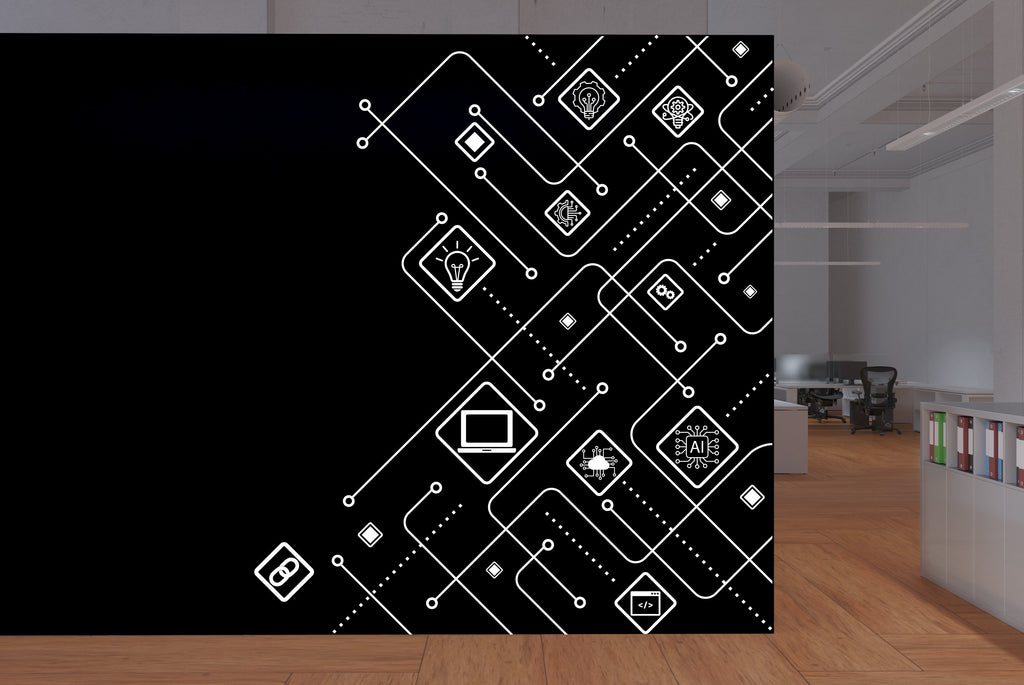 Circuit Board Wall Decal, Technology Vinyl Wall Art Decals, Company Name Decal, Office Decor, Business Wall Decal, Wall Art Office 094RS