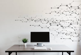 Circuit Board Wall Decal, Technology Vinyl Wall Art Decals, Company Name Decal, Office Decor, Business Wall Decal, Wall Art Office 155LU