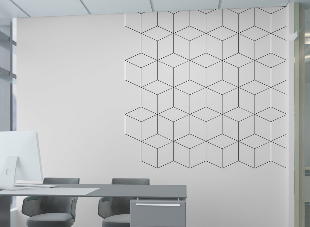Geometric Cubes Wall Decal, Corner Decor, Corner Decal, Geometric Wall Art, Abstract Art, Minimalist Wall Art, Abstract Wall Art, Gift 122LU