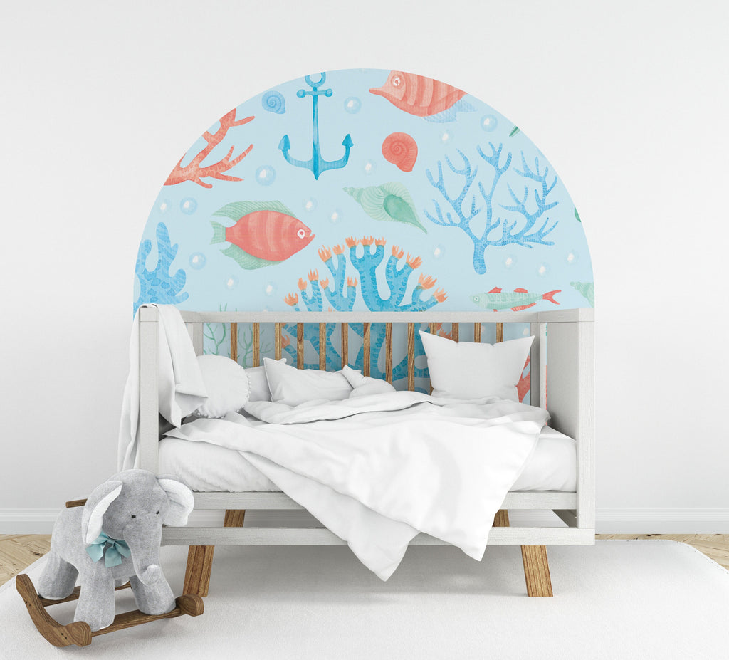 Sea Ocean Arch Wall Decal, Bed Arch Sticker, Hedboard Wall Decal, Arch Wall Decal, Arch Wall Decal Sticker, Super King Bed Arch 059RS