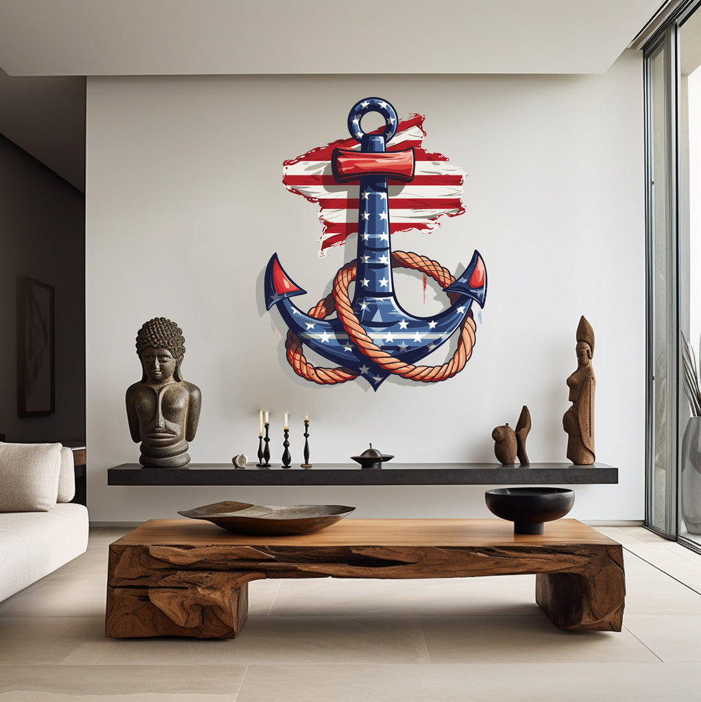 Anchor vinyl wall art decals, Anchor American Flag wall decor, Anchor wall decal, decals, Anchor Art, nurseries, school, kids gifts 063RS