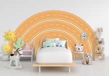 Load image into Gallery viewer, Road Arch Wall Decal Highway Vinyl Sticker Track Route Wall Decor Kids Playroom Boys Room Wall Art Automotive Bedroom Mural Sticker 129LU