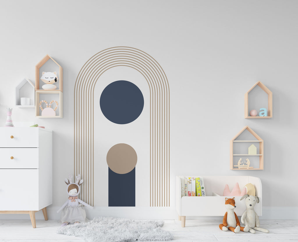 Boho Wall Decal, Bed Arch Sticker, Rainbow Full Arch, Arch Mid Century, Hedboard Wall Decal, Arch Wall Decal, Arch Wall Decal Sticker 130LU