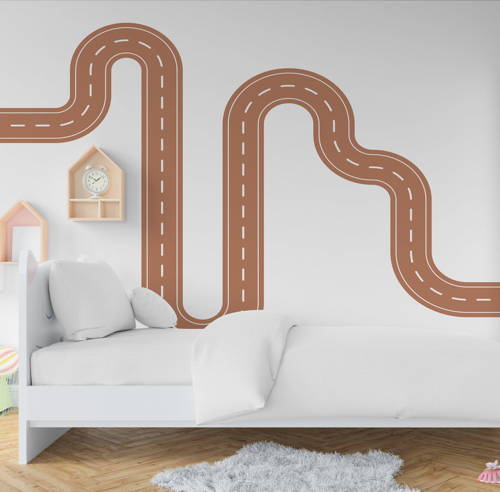 Road wind Wall Decal Highway Vinyl Sticker Track Route Wall Decor Kids Playroom Boys Room Wall Art Automotive Bedroom Mural Sticker 133LU