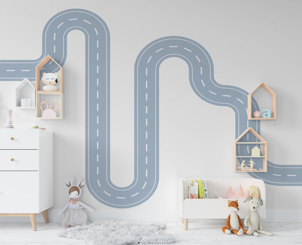 Road wind Wall Decal Highway Vinyl Sticker Track Route Wall Decor Kids Playroom Boys Room Wall Art Automotive Bedroom Mural Sticker 133LU