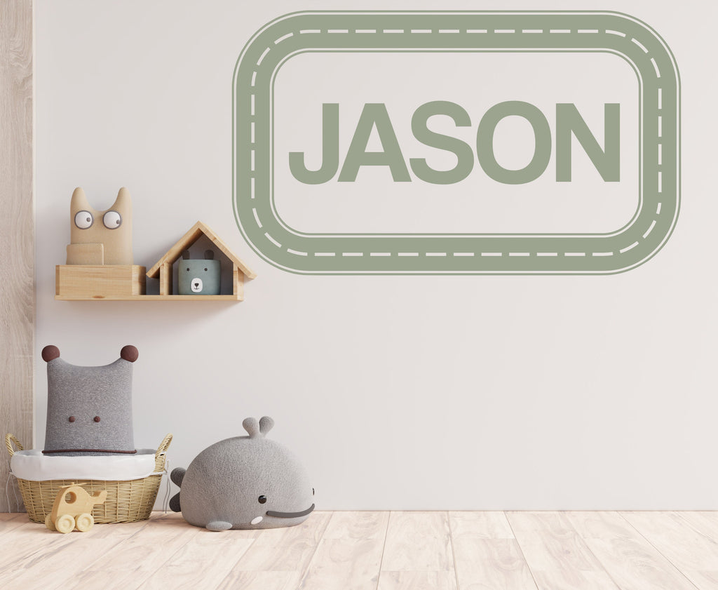 Road Custom Name Wall Decal Highway Vinyl Sticker Track Route Wall Decor Kids Playroom Boys Room Wall Art Automotive Bedroom Mural 135LU