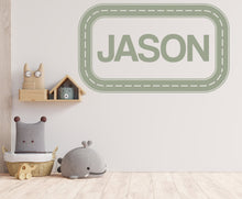 Load image into Gallery viewer, Road Custom Name Wall Decal Highway Vinyl Sticker Track Route Wall Decor Kids Playroom Boys Room Wall Art Automotive Bedroom Mural 135LU