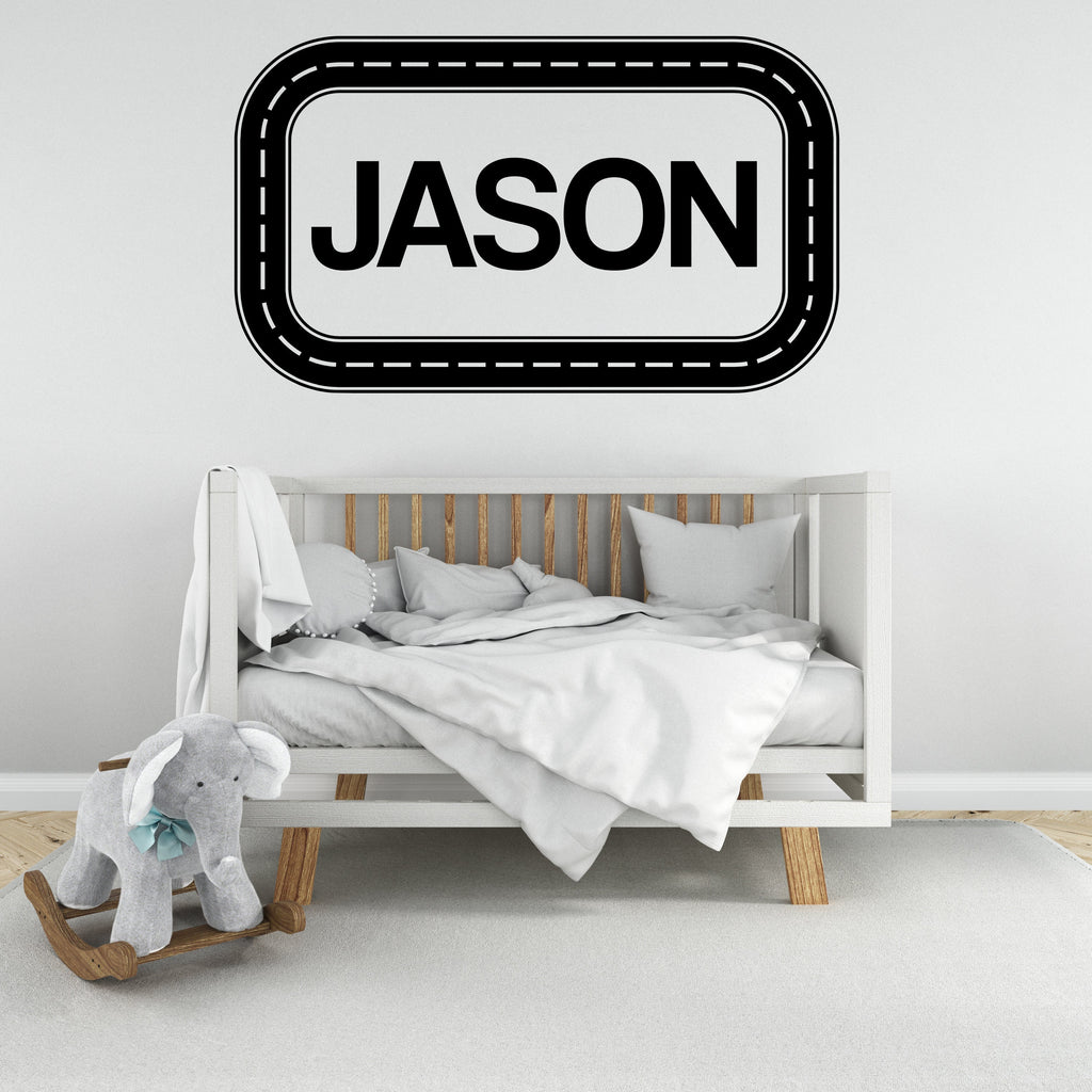 Road Custom Name Wall Decal Highway Vinyl Sticker Track Route Wall Decor Kids Playroom Boys Room Wall Art Automotive Bedroom Mural 135LU