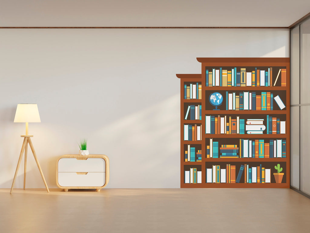 Library vinyl wall art decals, Books wall decor, bookshelf library wall decal, education decals, reading room, nurseries, school, kids 139LU