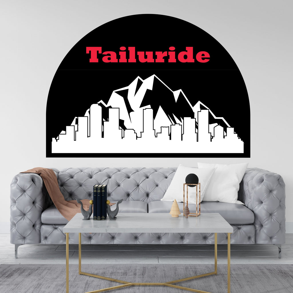 Tailuride City Skyline Arch Wall Decal Sticker City Tailuride Wall Decal Vinyl Sticker Home Decor Headboard Decal Living Room Office 108RS