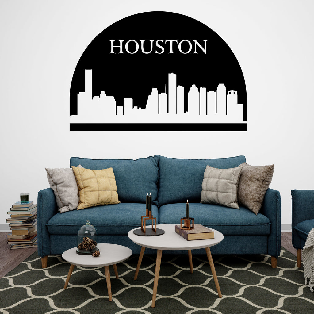 Houston City Skyline Arch Wall Decal Sticker City Houston Texas Wall Decal Vinyl Sticker Home Decor Headboard Decal Living Room Office 173LU