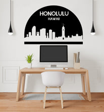 Load image into Gallery viewer, Honolulu City Skyline Arch Wall Decal Sticker City Honolulu Hawaii Decal Vinyl Sticker Home Decor Headboard Decal Living Room Office 174LU