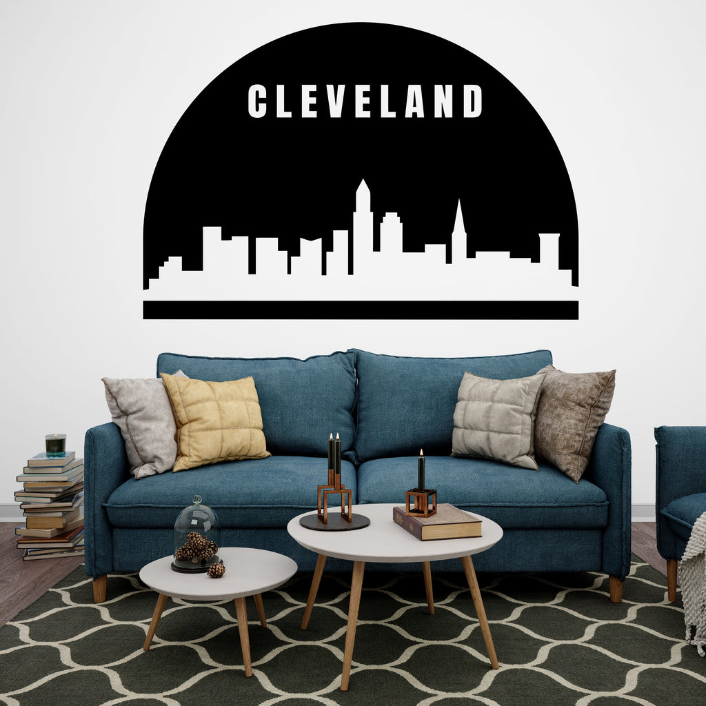 Cleveland City Skyline Arch Wall Decal Sticker City Cleveland Ohio Decal Vinyl Sticker Home Decor Headboard Decal Living Room Office 176LU
