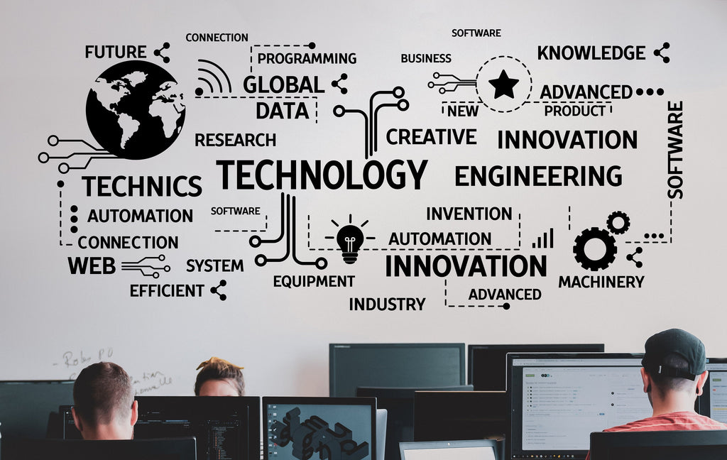 Technology Vinyl Wall Art Decal, Circuit Board Wall Decal, Office Wall Decor, Business Software Wall Sticker, Computer It Decor Office 142LU