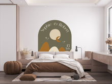 Load image into Gallery viewer, Boho Wall Decal, Couple Wedding Gift Wall Decal, Bed Arch Sticker, Hedboard Wall Decal, Arch Wall Decal Sticker, Super King Bed Arch 143LU