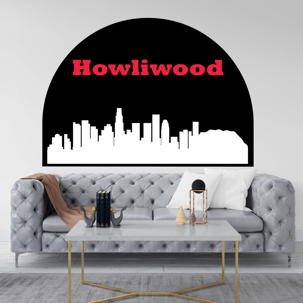 Howliwood City Skyline Arch Wall Decal Sticker City Howliwood  Wall Decal Vinyl Sticker Home Decor Headboard Decal Living Room Office 109RS