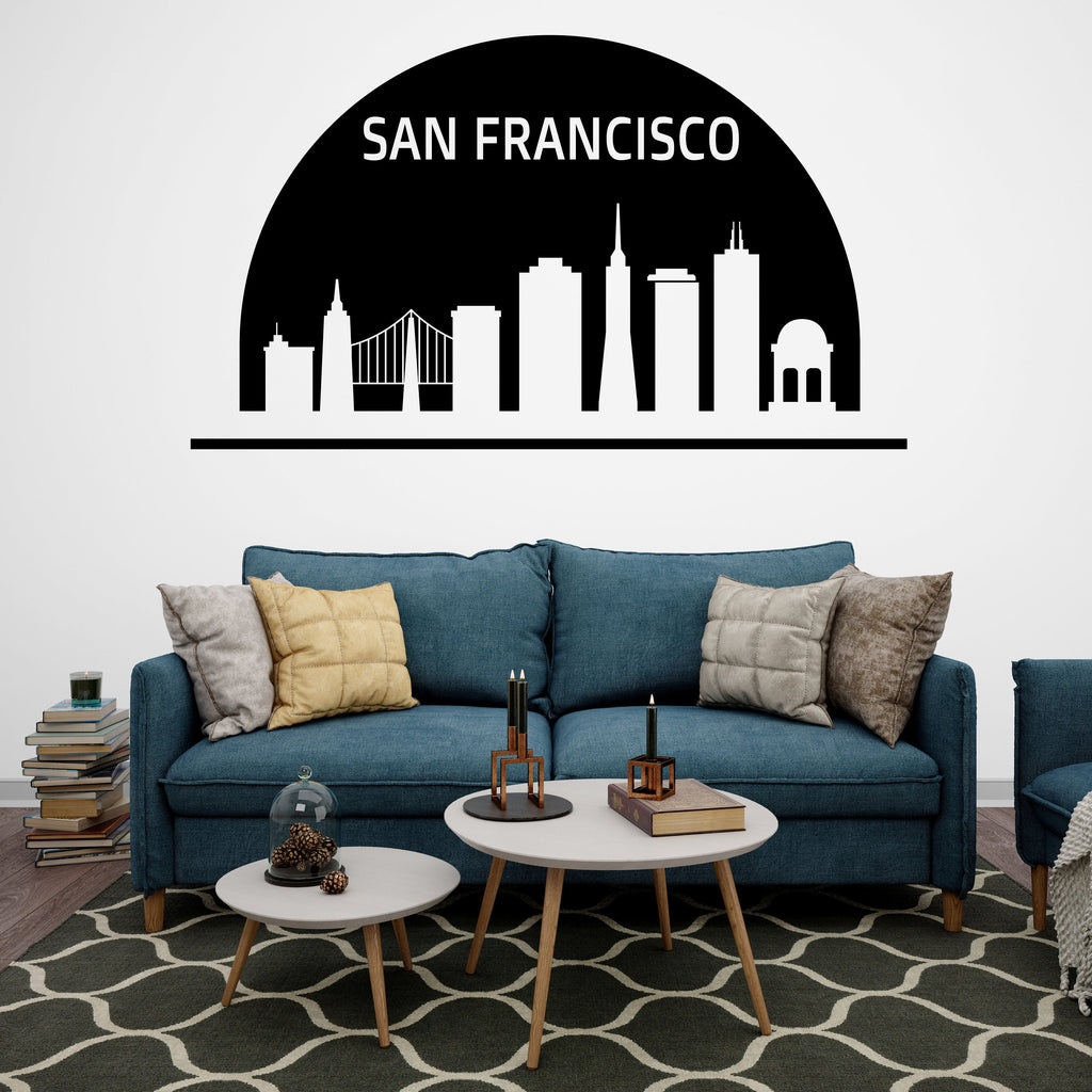 San Francisco City Skyline Arch Wall Decal San Francisco California Decal Vinyl Sticker Home Decor Headboard Decal Living Room Office 178LU
