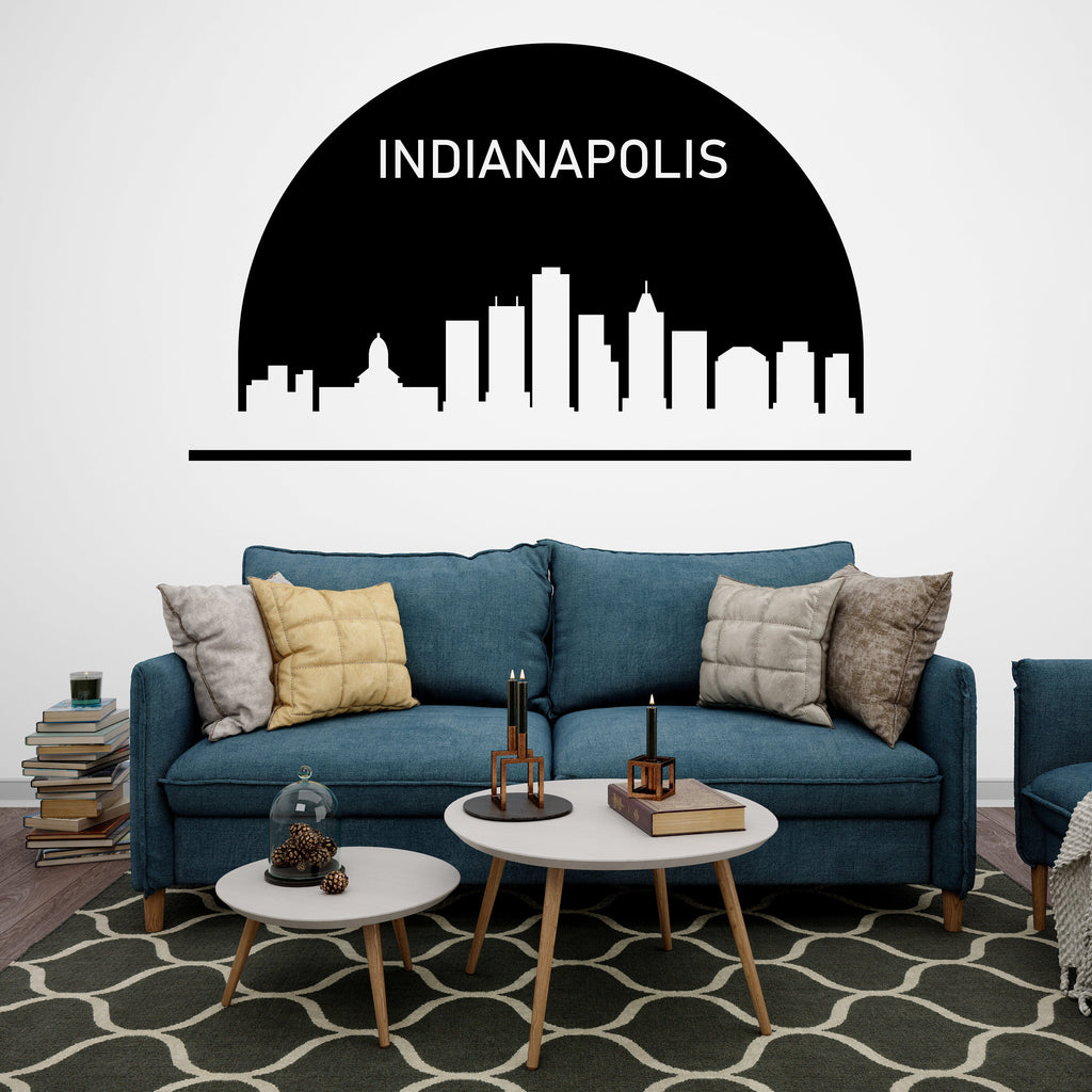 Indianapolis City Skyline Arch Wall Decal Indianapolis Indiana Decal Vinyl Sticker Home Decor Headboard Decal Living Room Office 179LU