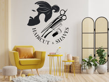 Load image into Gallery viewer, Barber Wall Decal, Barber Wall Decal, Barbershop Wall Decor, Custom Decals Razor Wall Art, Hair Salon Haircut Shaves Mens decor 180LU