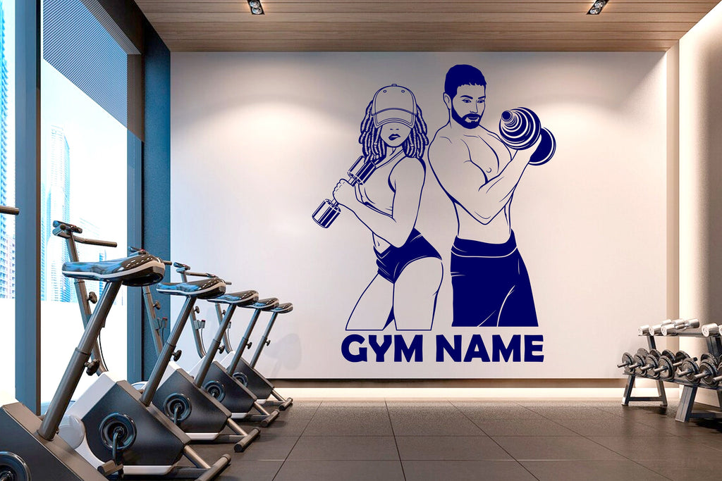 Couple Gym Vinyl Gym Wall Decal, Couple fitness Gym Decal, Fitness Collage, Gym Wall Art Gym Decor Gym Wall Decor Motivational Art 114RS