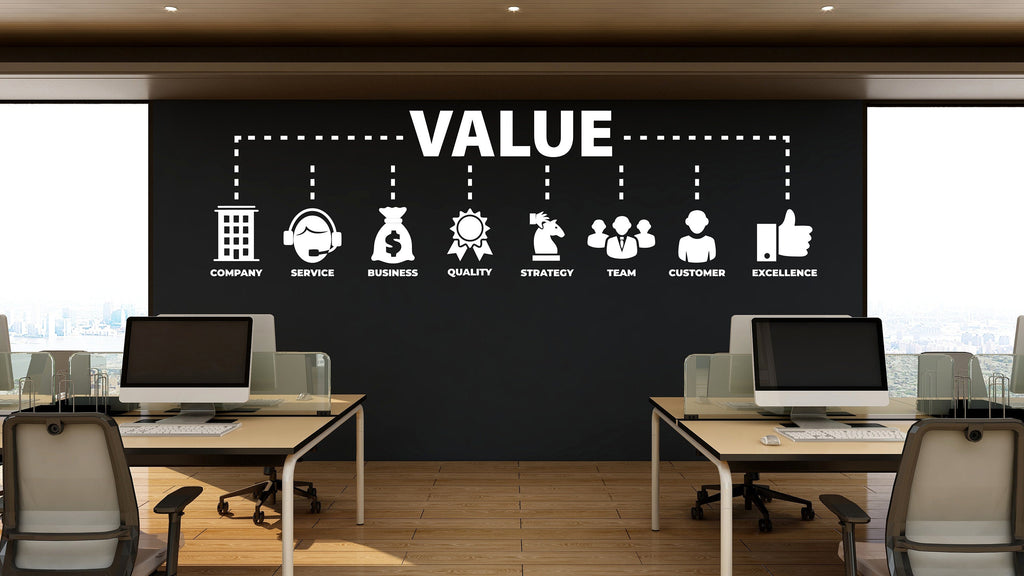 Value Office Wall Decor Customers Wall Decal Trust Teamwork Innovation Strategy Office Exellence Teamwork Stickers Custom office Gift 183LU