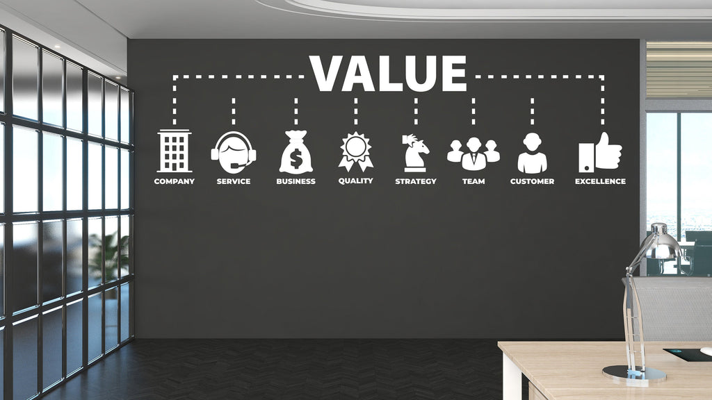Value Office Wall Decor Customers Wall Decal Trust Teamwork Innovation Strategy Office Exellence Teamwork Stickers Custom office Gift 183LU