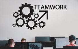 Teamwork Wall Decor Office Wall Decal Gear Idea Teamwork Business Inspire Office Decoration Motivation Stickers Mural Unique Gift 147LU