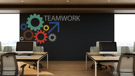 Teamwork Wall Decor Office Wall Decal Gear Idea Teamwork Business Inspire Office Decoration Motivation Stickers Mural Unique Gift 148LU