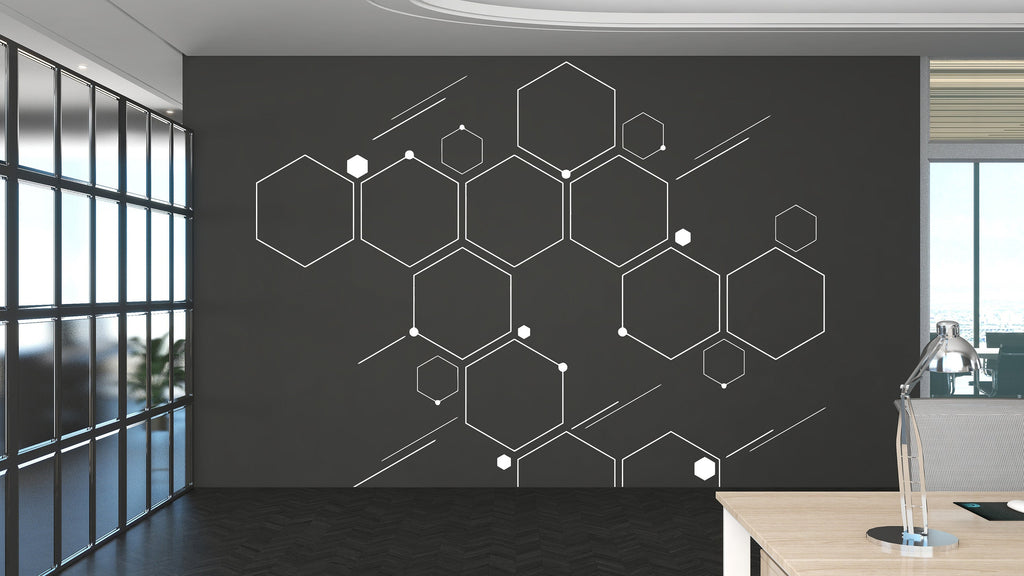 Honeycomb Wall Decals, Hexagon Decals, Geometric Wall Art, Wall Decor, Honeycomb, Modern Wall Art, Gift for Home, Technology decals 151LU